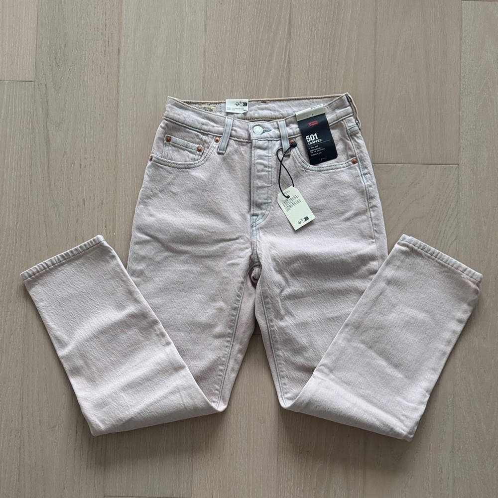 Levi's Light Pink 501 Jeans, 25 waist, 28 inseam